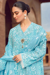 3 Piece Embroidered Lawn Shirt with Embroidered Chiffon dupatta BR08